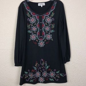 Banana USA grey embroidered long sleeve dress